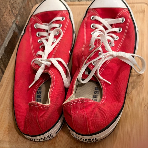 Converse Chuck Taylor Low Top Red Canvas Sneakers with White Accents - Picture 5 of 6